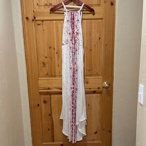 Free People Cream and Red Patterned Dress